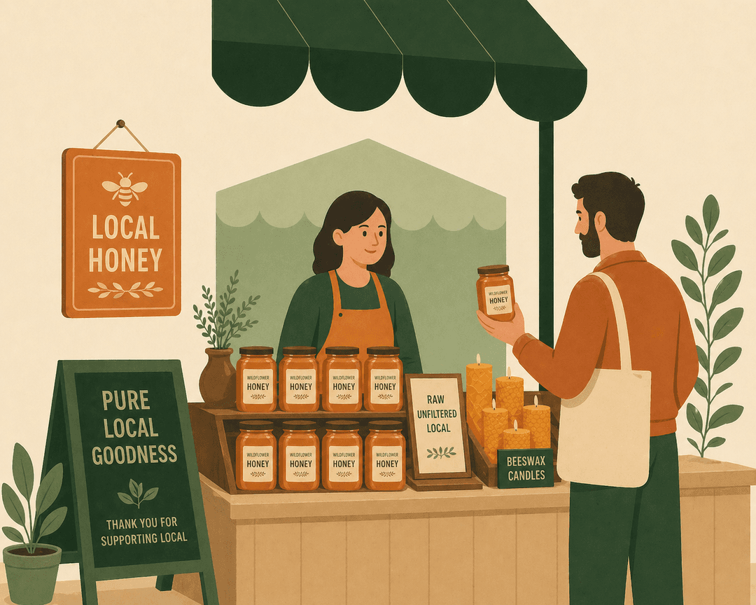 Honey vendor at farmers market